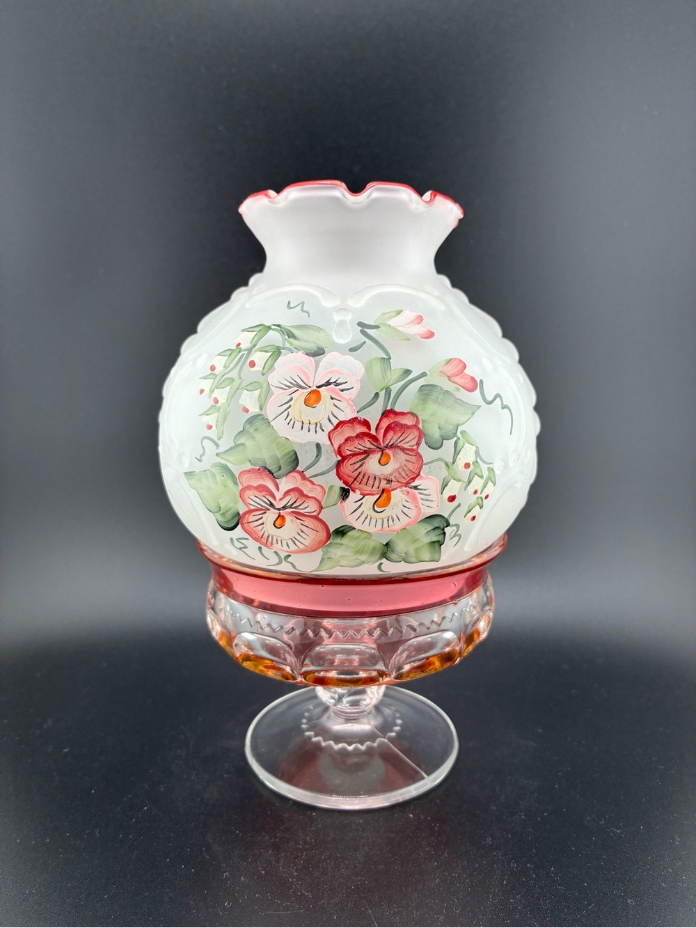 Hand-Painted Floral Frosted Glass DIY fairy lamp- White & Pink